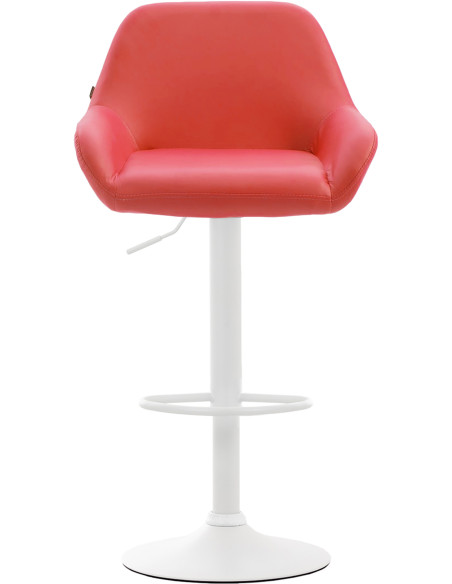 Tabouret de bar moderne en Polyuréthane Rouge Métal Blanc Gylvan - 2
