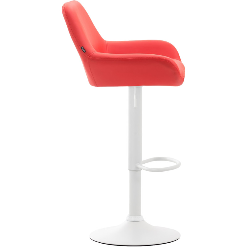 Tabouret de bar moderne en Polyuréthane Rouge Métal Blanc Gylvan - 3