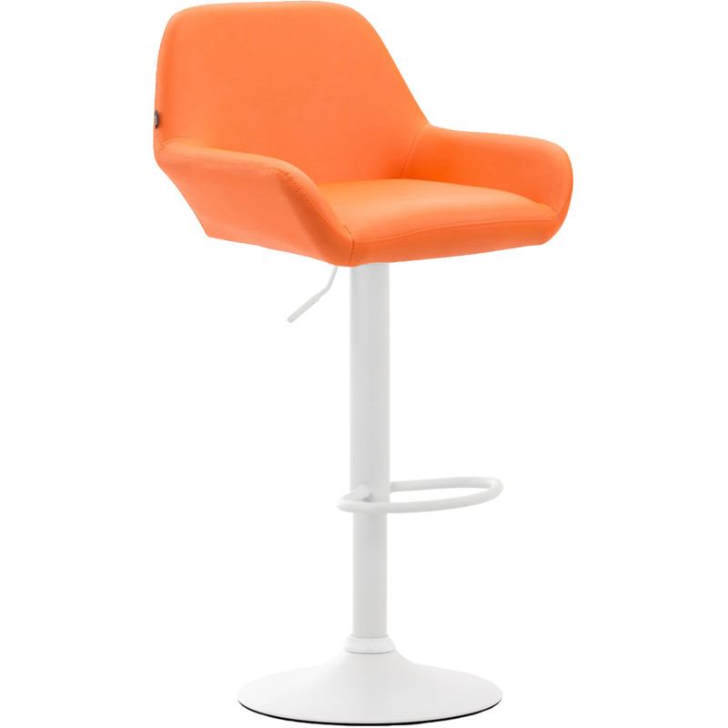 Tabouret de bar moderne en Polyuréthane Orange Métal Blanc Gylvan - 1