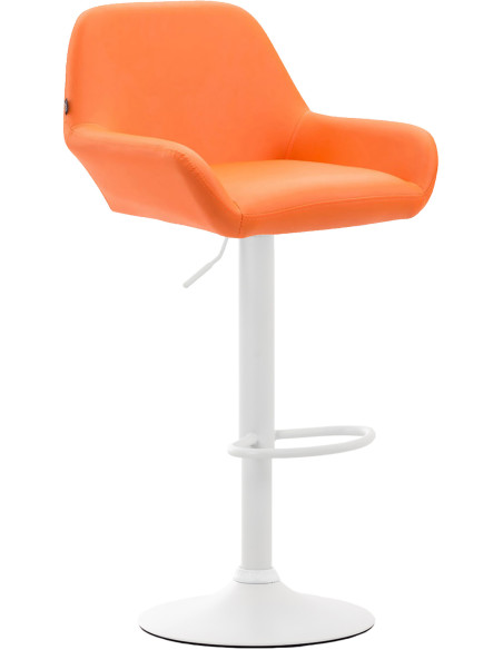 Tabouret de bar moderne en Polyuréthane Orange Métal Blanc Gylvan - 1