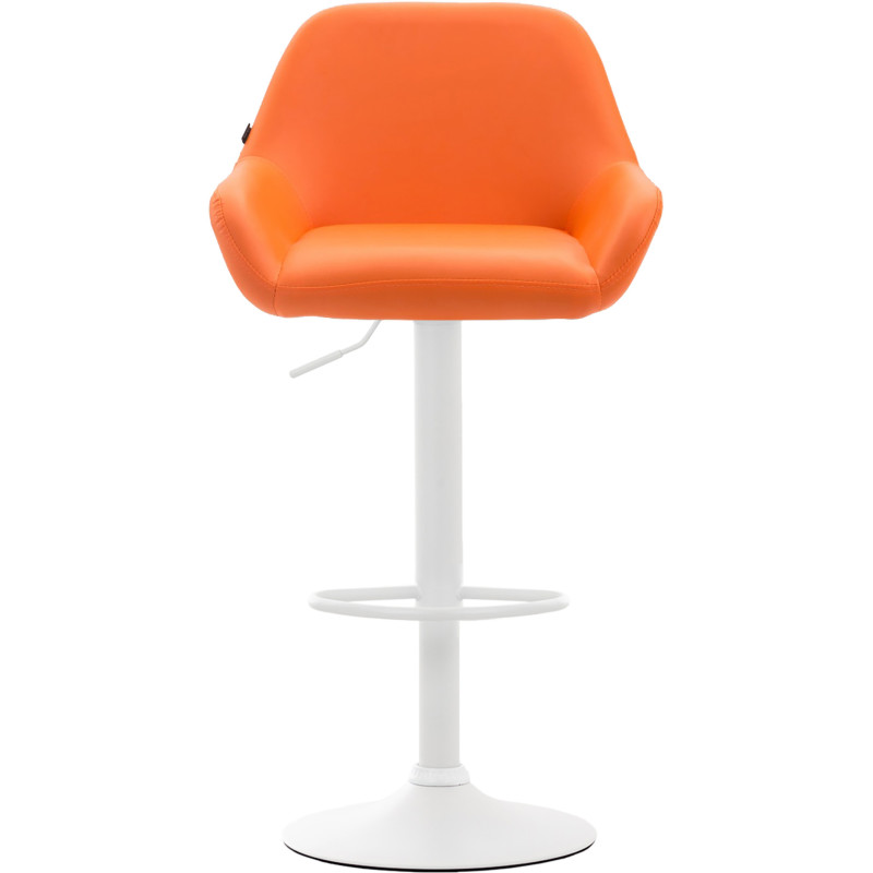 Tabouret de bar moderne en Polyuréthane Orange Métal Blanc Gylvan - 2