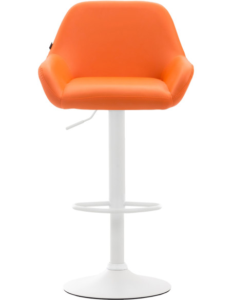 Tabouret de bar moderne en Polyuréthane Orange Métal Blanc Gylvan - 2