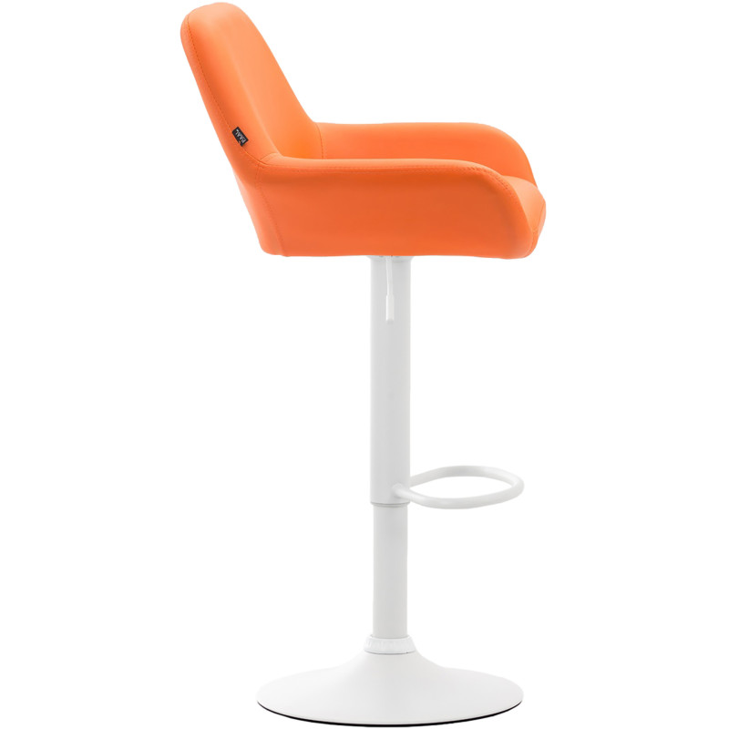 Tabouret de bar moderne en Polyuréthane Orange Métal Blanc Gylvan - 3