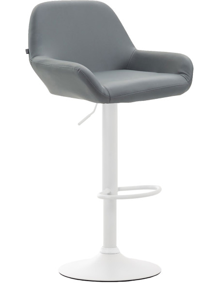 Tabouret de bar moderne en Polyuréthane Gris Métal Blanc Gylvan - 1