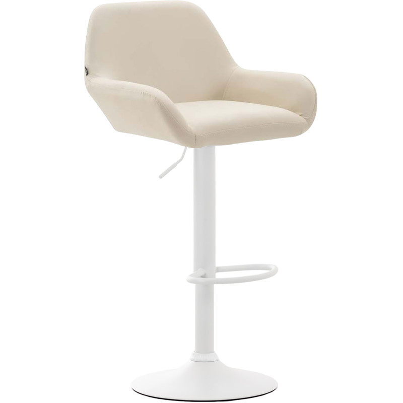Tabouret de bar moderne en Polyuréthane Blanc crème Métal Blanc Gylvan - 1