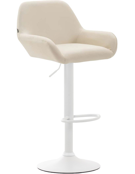 Tabouret de bar moderne en Polyuréthane Blanc crème Métal Blanc Gylvan - 1
