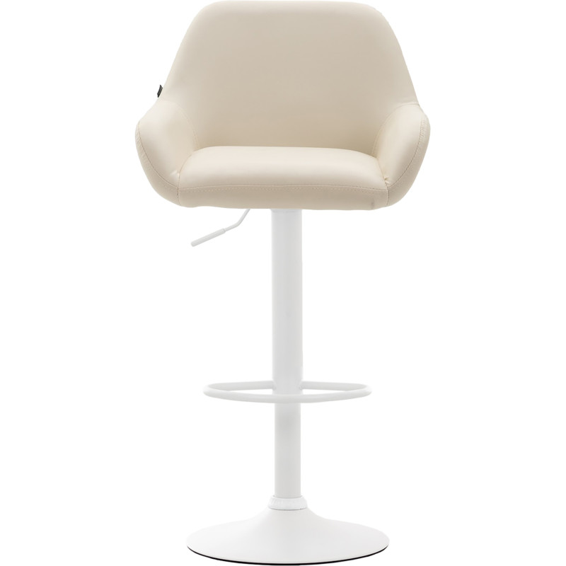 Tabouret de bar moderne en Polyuréthane Blanc crème Métal Blanc Gylvan - 2