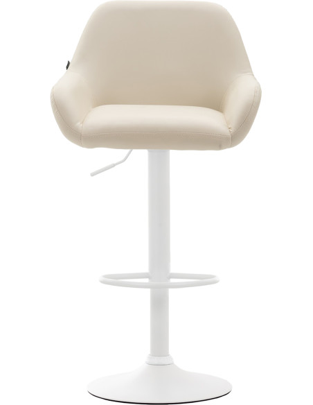 Tabouret de bar moderne en Polyuréthane Blanc crème Métal Blanc Gylvan - 2