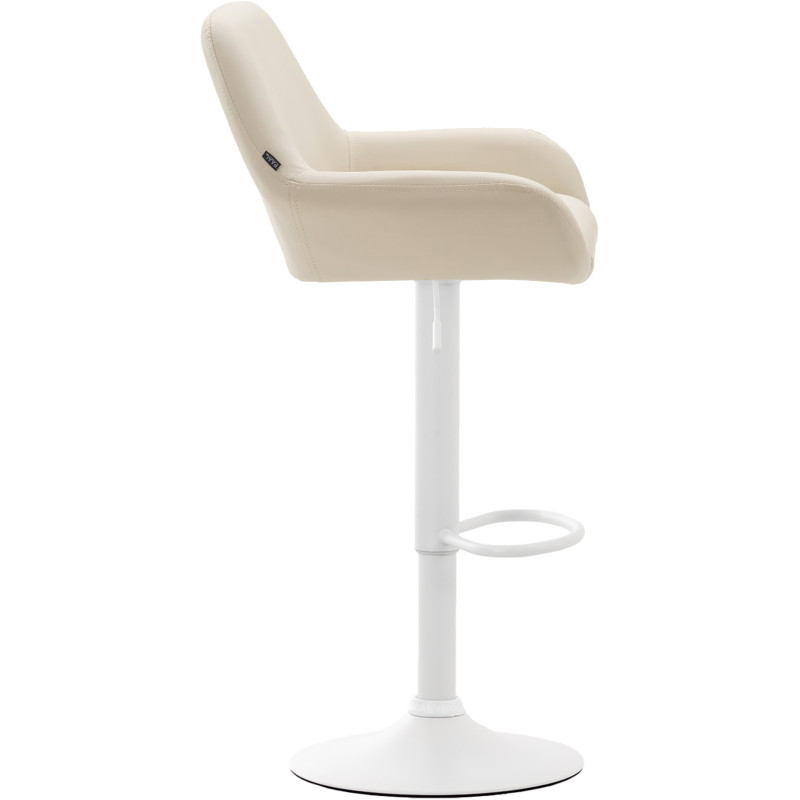 Tabouret de bar moderne en Polyuréthane Blanc crème Métal Blanc Gylvan - 3