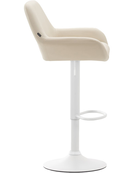Tabouret de bar moderne en Polyuréthane Blanc crème Métal Blanc Gylvan - 3