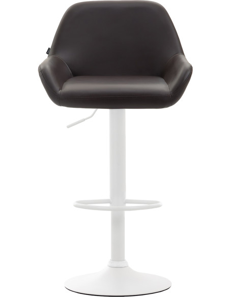 Tabouret de bar moderne en Polyuréthane Marron Métal Blanc Gylvan - 2