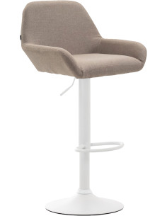 Tabouret de bar moderne en Tissu Taupe Métal Blanc Gylvan - 1