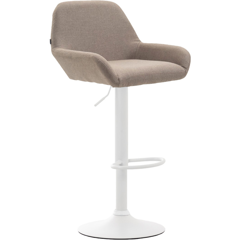 Tabouret de bar moderne en Tissu Taupe Métal Blanc Gylvan - 1