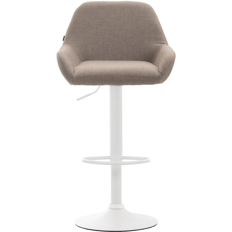 Tabouret de bar moderne en Tissu Taupe Métal Blanc Gylvan - 2