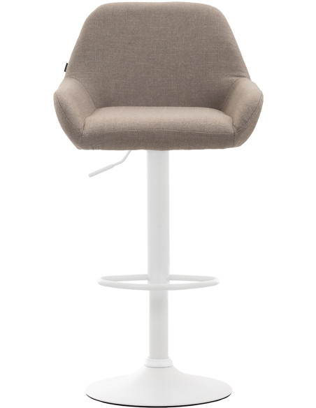 Tabouret de bar moderne en Tissu Taupe Métal Blanc Gylvan - 2
