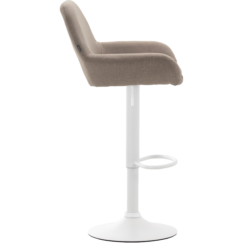 Tabouret de bar moderne en Tissu Taupe Métal Blanc Gylvan - 3