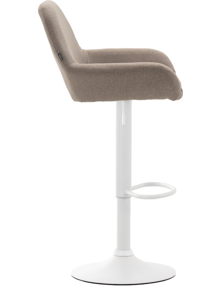 Tabouret de bar moderne en Tissu Taupe Métal Blanc Gylvan - 3