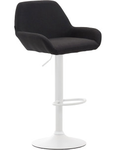Tabouret de bar moderne en Tissu Noir Métal Blanc Gylvan - 1