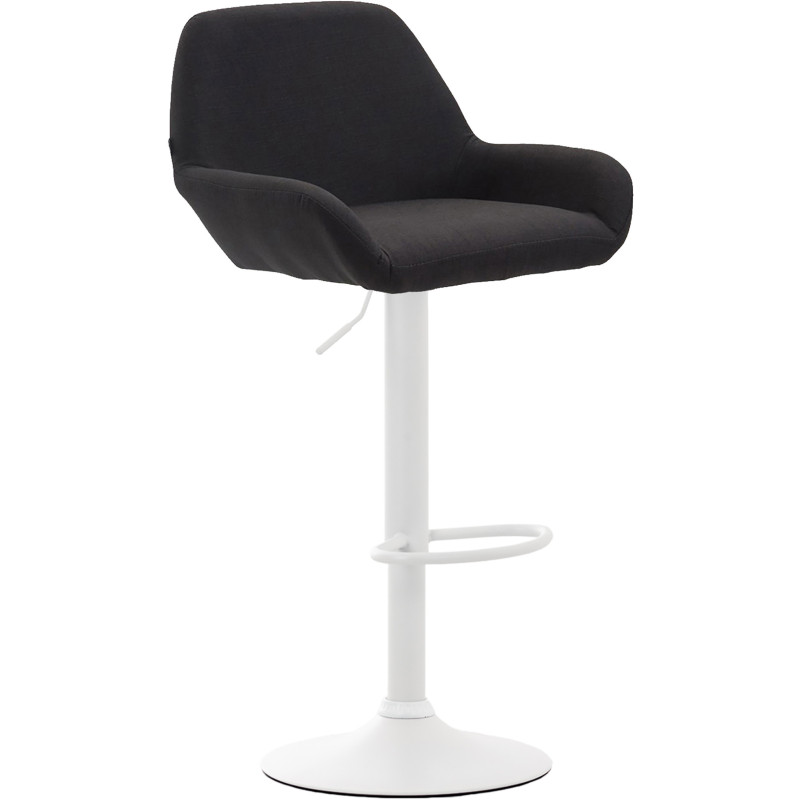 Tabouret de bar moderne en Tissu Noir Métal Blanc Gylvan - 1