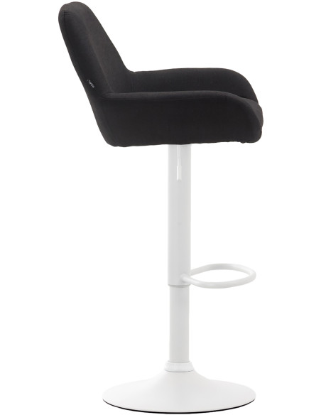 Tabouret de bar moderne en Tissu Noir Métal Blanc Gylvan - 3