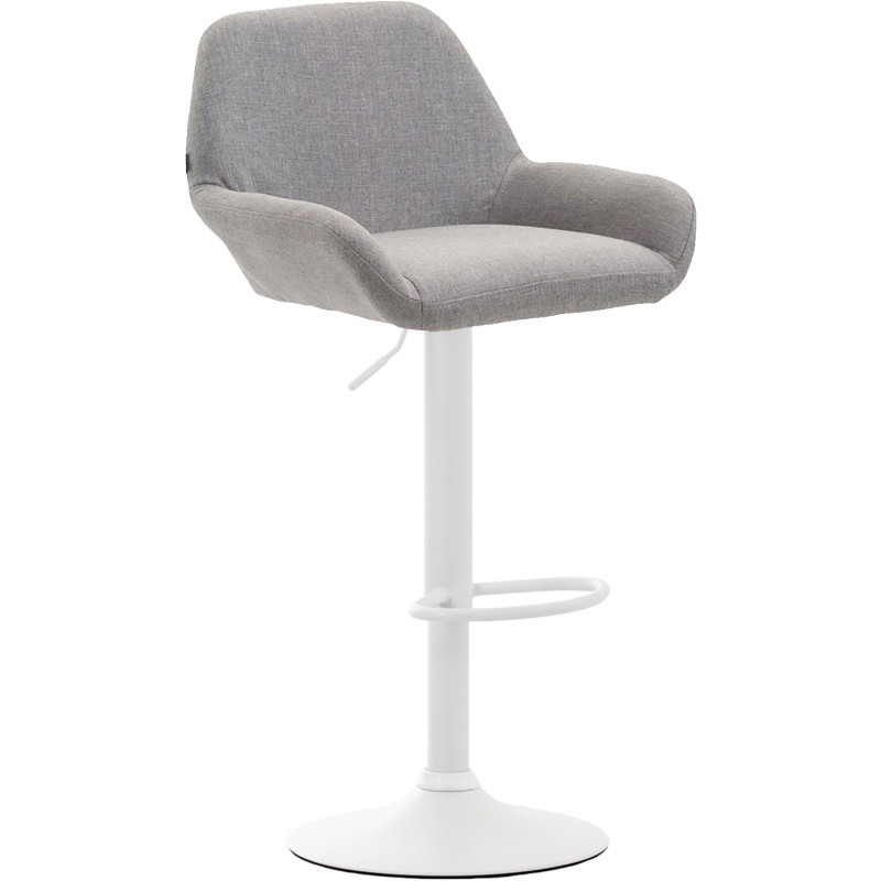Tabouret de bar moderne en Tissu Gris Métal Blanc Gylvan - 1