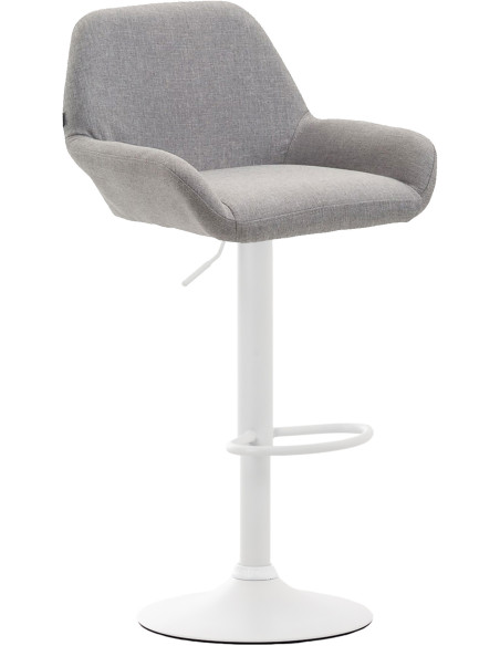 Tabouret de bar moderne en Tissu Gris Métal Blanc Gylvan - 1