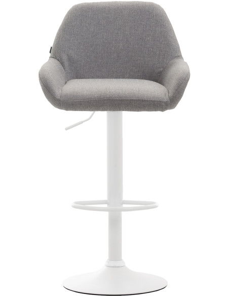 Tabouret de bar moderne en Tissu Gris Métal Blanc Gylvan - 2