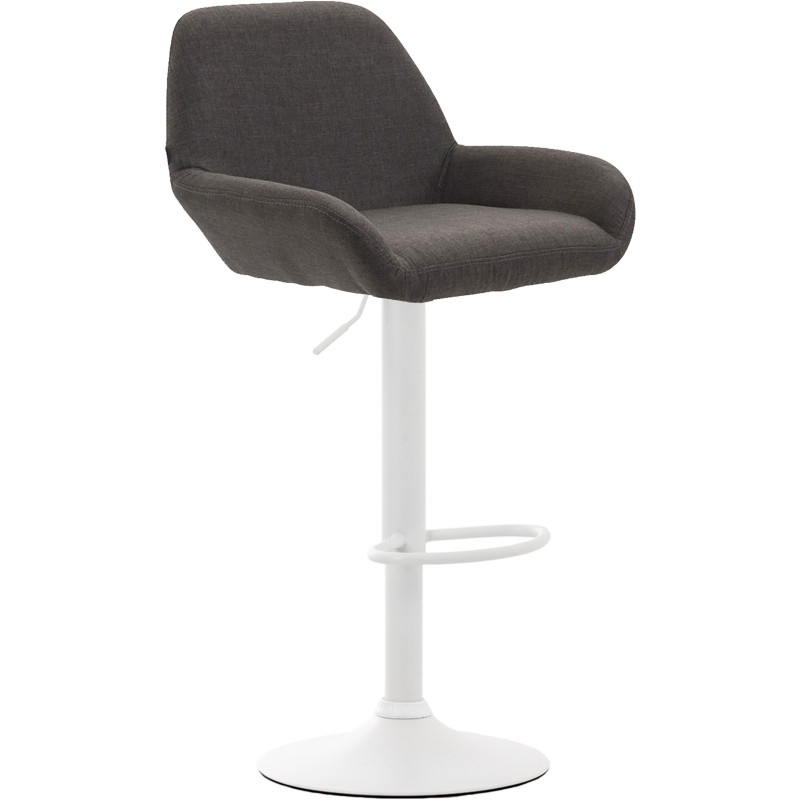 Tabouret de bar moderne en Tissu Gris foncé Métal Blanc Gylvan - 1
