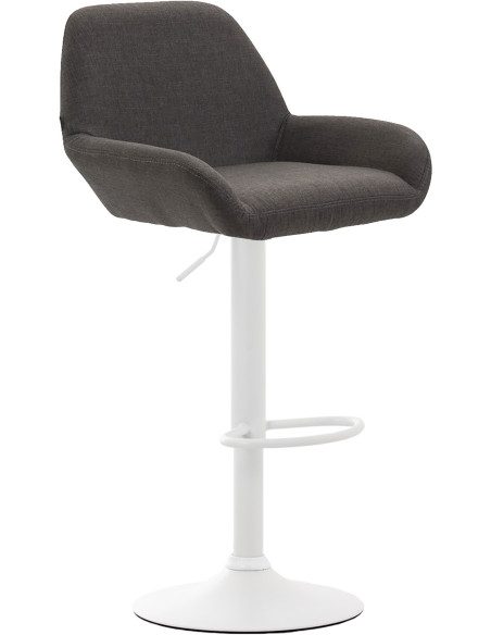 Tabouret de bar moderne en Tissu Gris foncé Métal Blanc Gylvan - 1