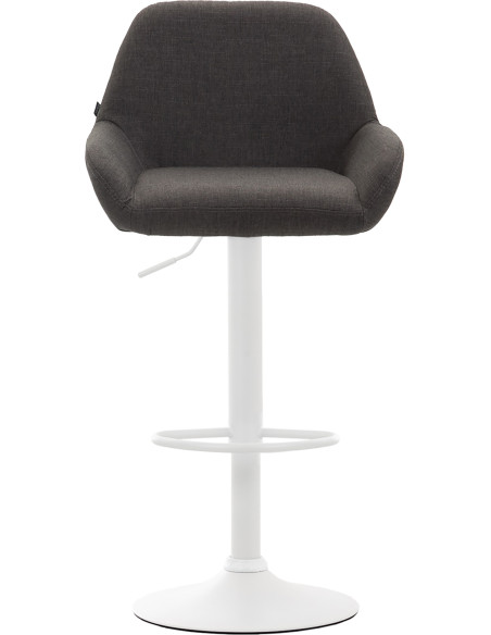 Tabouret de bar moderne en Tissu Gris foncé Métal Blanc Gylvan - 2
