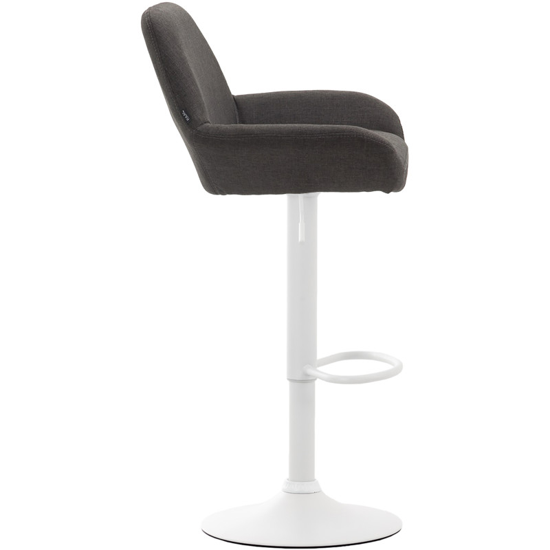 Tabouret de bar moderne en Tissu Gris foncé Métal Blanc Gylvan - 3