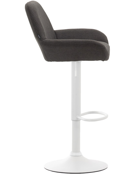 Tabouret de bar moderne en Tissu Gris foncé Métal Blanc Gylvan - 3