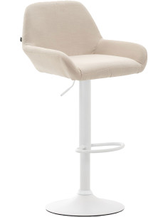 Tabouret de bar moderne en Tissu Blanc crème Métal Blanc Gylvan - 1