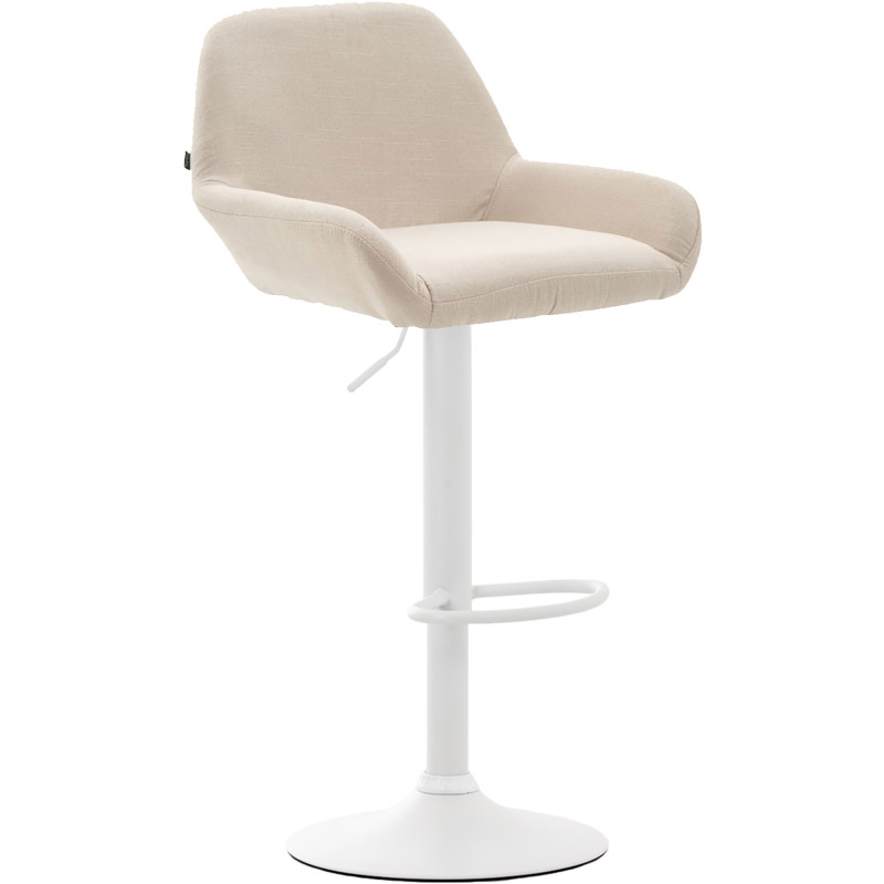 Tabouret de bar moderne en Tissu Blanc crème Métal Blanc Gylvan - 1