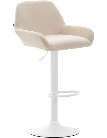 Tabouret de bar moderne en Tissu Blanc crème Métal Blanc Gylvan - 1