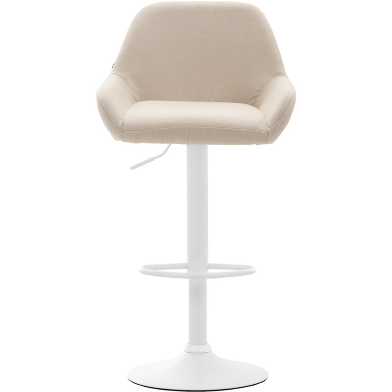 Tabouret de bar moderne en Tissu Blanc crème Métal Blanc Gylvan - 2