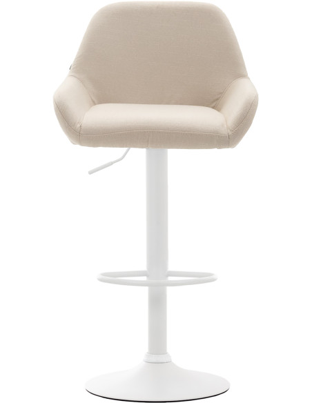 Tabouret de bar moderne en Tissu Blanc crème Métal Blanc Gylvan - 2
