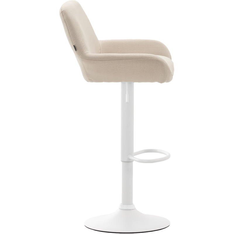 Tabouret de bar moderne en Tissu Blanc crème Métal Blanc Gylvan - 3