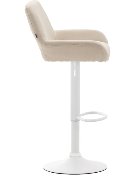 Tabouret de bar moderne en Tissu Blanc crème Métal Blanc Gylvan - 3
