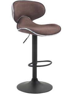 Tabouret de bar original en Tissu Marron Métal Noir Liseret argenté Kryven - 1