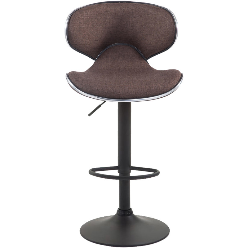 Tabouret de bar original en Tissu Marron Métal Noir Liseret argenté Kryven - 2