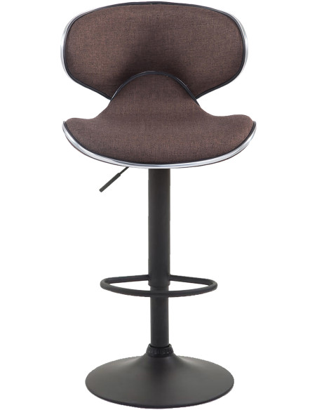 Tabouret de bar original en Tissu Marron Métal Noir Liseret argenté Kryven - 2