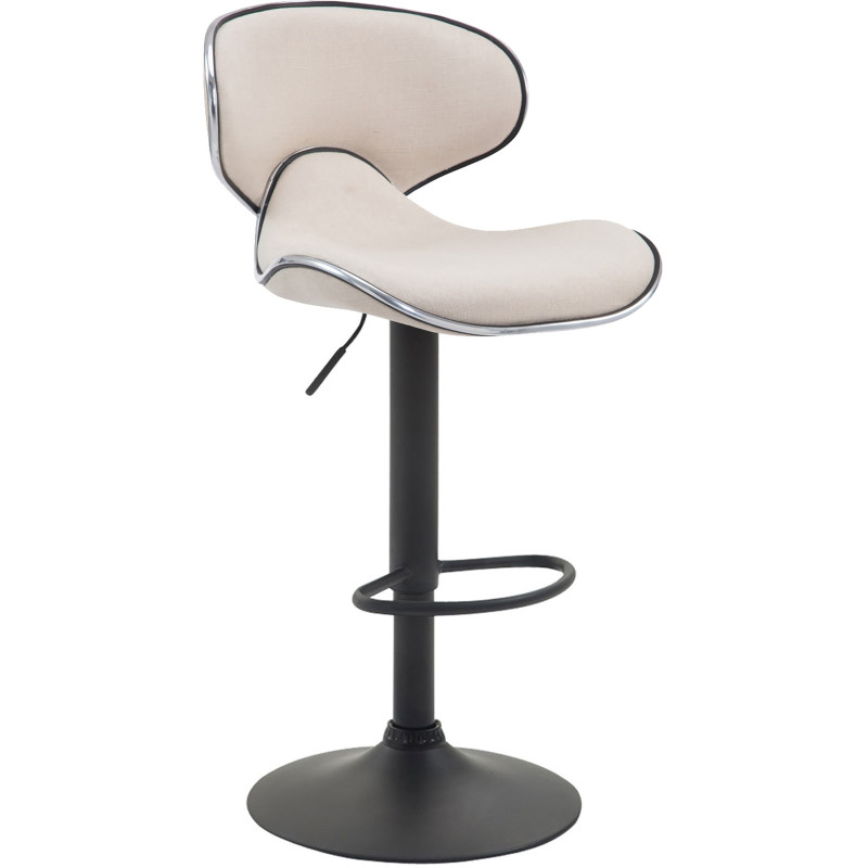 Tabouret de bar original en Tissu Blanc crème Métal Noir Liseret argenté Kryven - 1