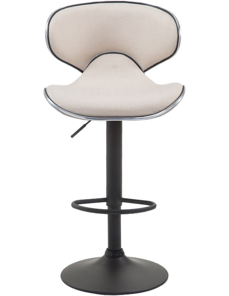 Tabouret de bar original en Tissu Blanc crème Métal Noir Liseret argenté Kryven - 2