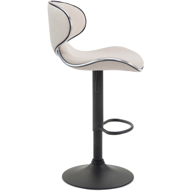 Tabouret de bar original en Tissu Blanc crème Métal Noir Liseret argenté Kryven - 3