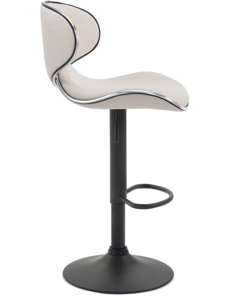 Tabouret de bar original en Tissu Blanc crème Métal Noir Liseret argenté Kryven - 3