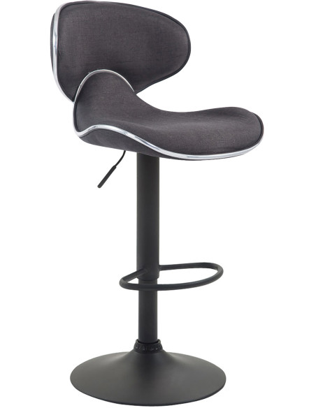 Tabouret de bar original en Tissu Gris foncé Métal Noir Liseret argenté Kryven - 1