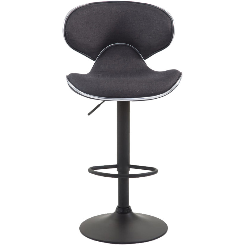 Tabouret de bar original en Tissu Gris foncé Métal Noir Liseret argenté Kryven - 2