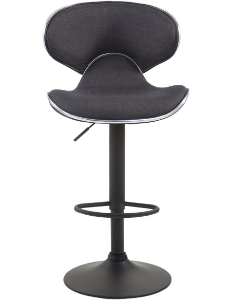 Tabouret de bar original en Tissu Gris foncé Métal Noir Liseret argenté Kryven - 2