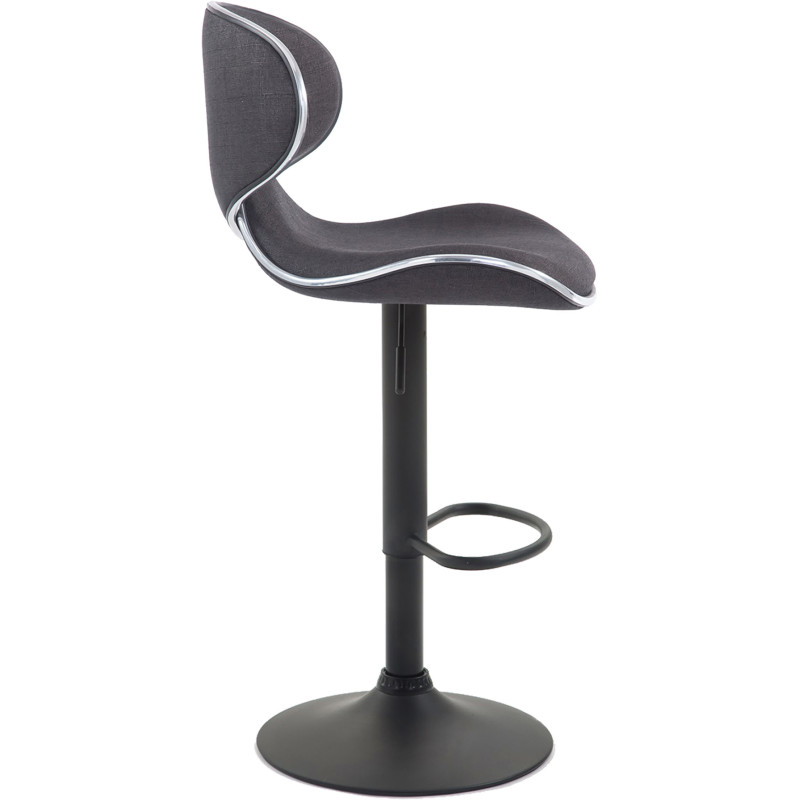 Tabouret de bar original en Tissu Gris foncé Métal Noir Liseret argenté Kryven - 3